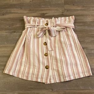 Pink and White Striped Button Down Skirt